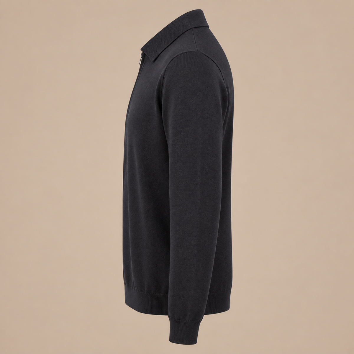 FILLIPPO DE LAURENTIIS Zip Knit Polo - Charcoal