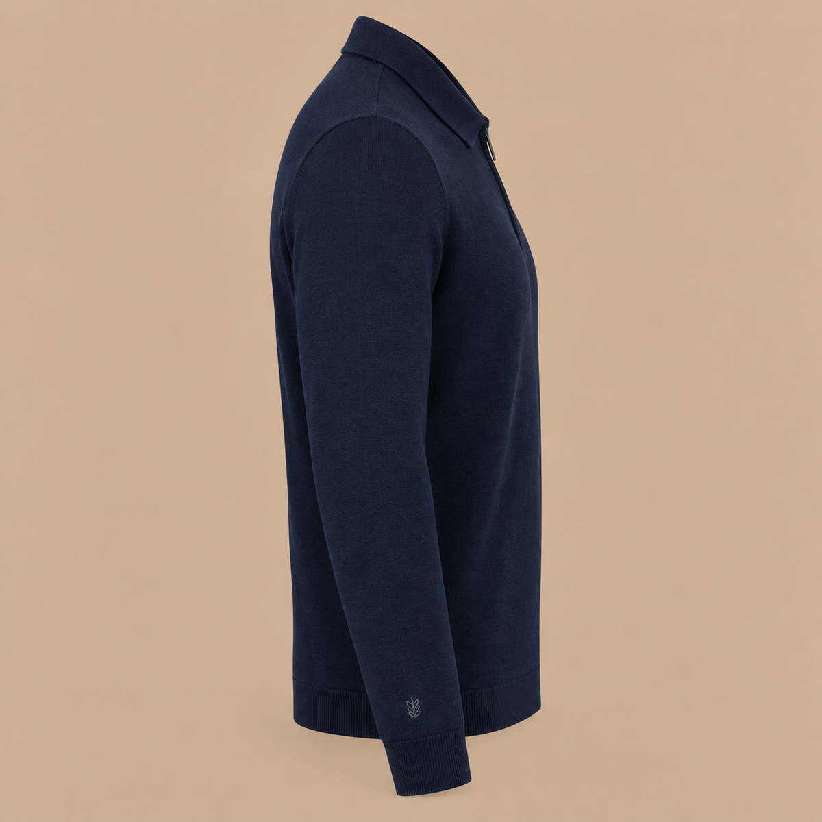 THOMAS MAINE Knit zip Polo - Navy.
