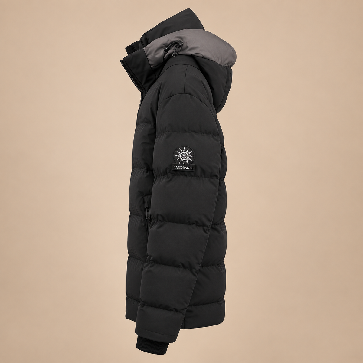 SANDBANKS Banks Puffer Jacket - Black / Grey.