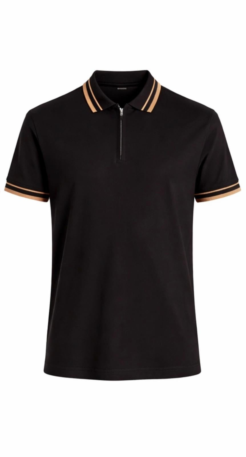 Pal zileri zip polo black beige