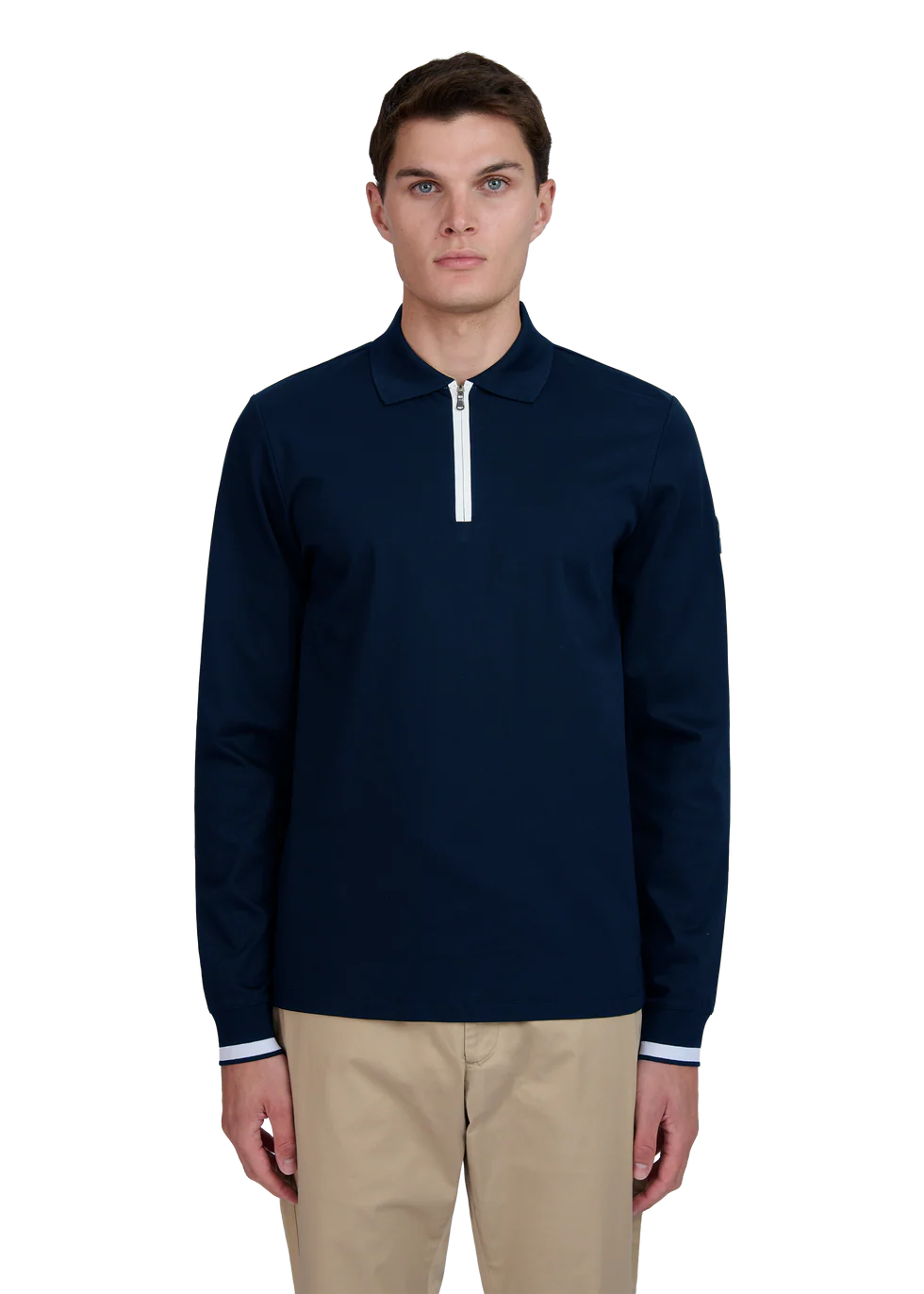 Sandbanks silicone zip long polo (navy)