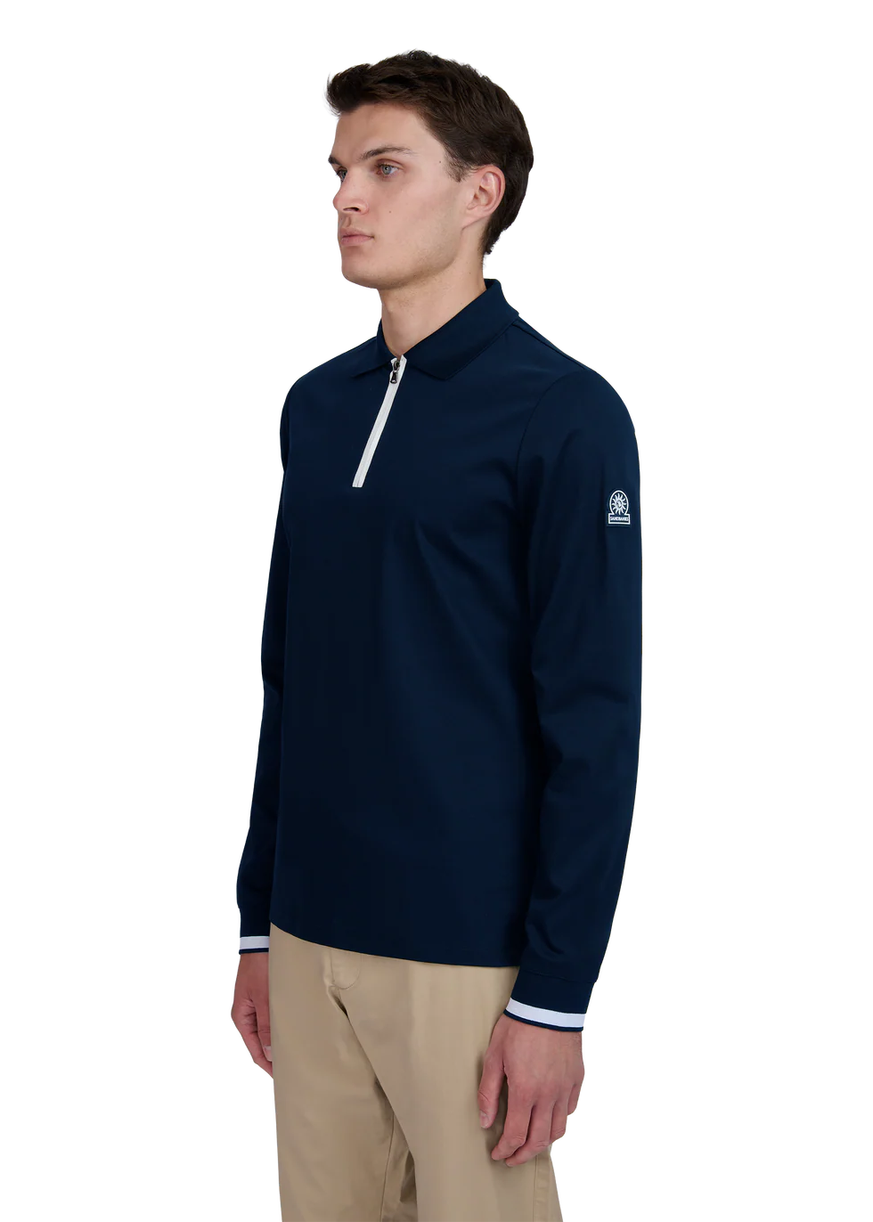 Sandbanks silicone zip long polo (navy)