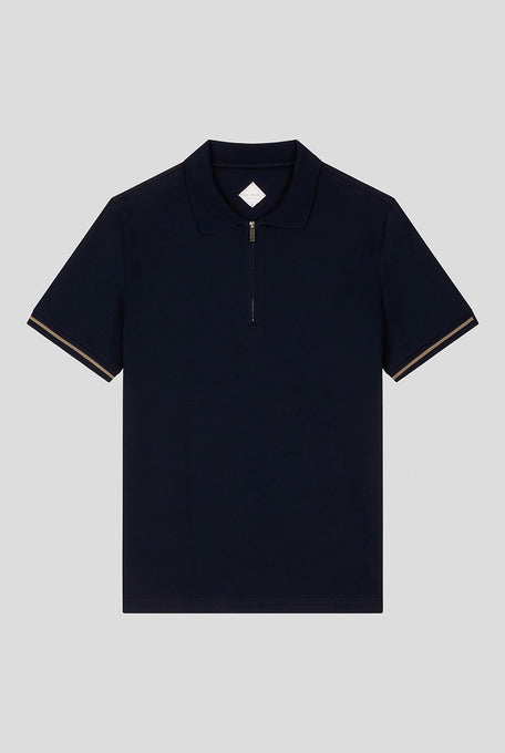 Pal zileri mercerised zip polo (navy)