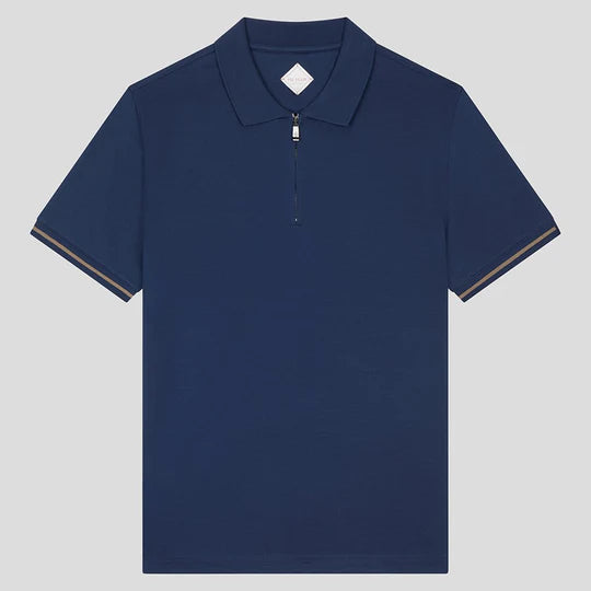 Pal zileri mercerised zip polo (blue)