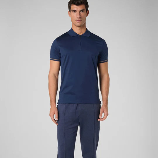 Pal zileri mercerised zip polo (blue)