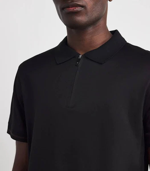 Pal zileri mercerised zip polo (black)