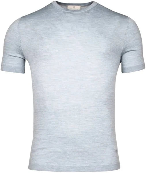 Thomas Maine merino wool knitted T shirt (light blue)