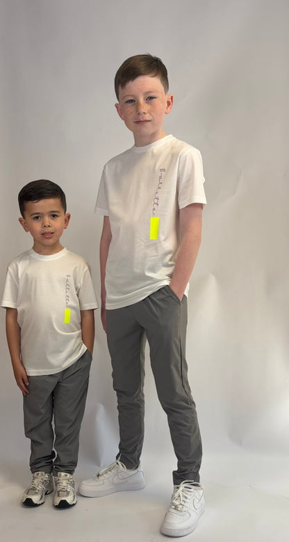 Bulletto  kids logo print tee white neon