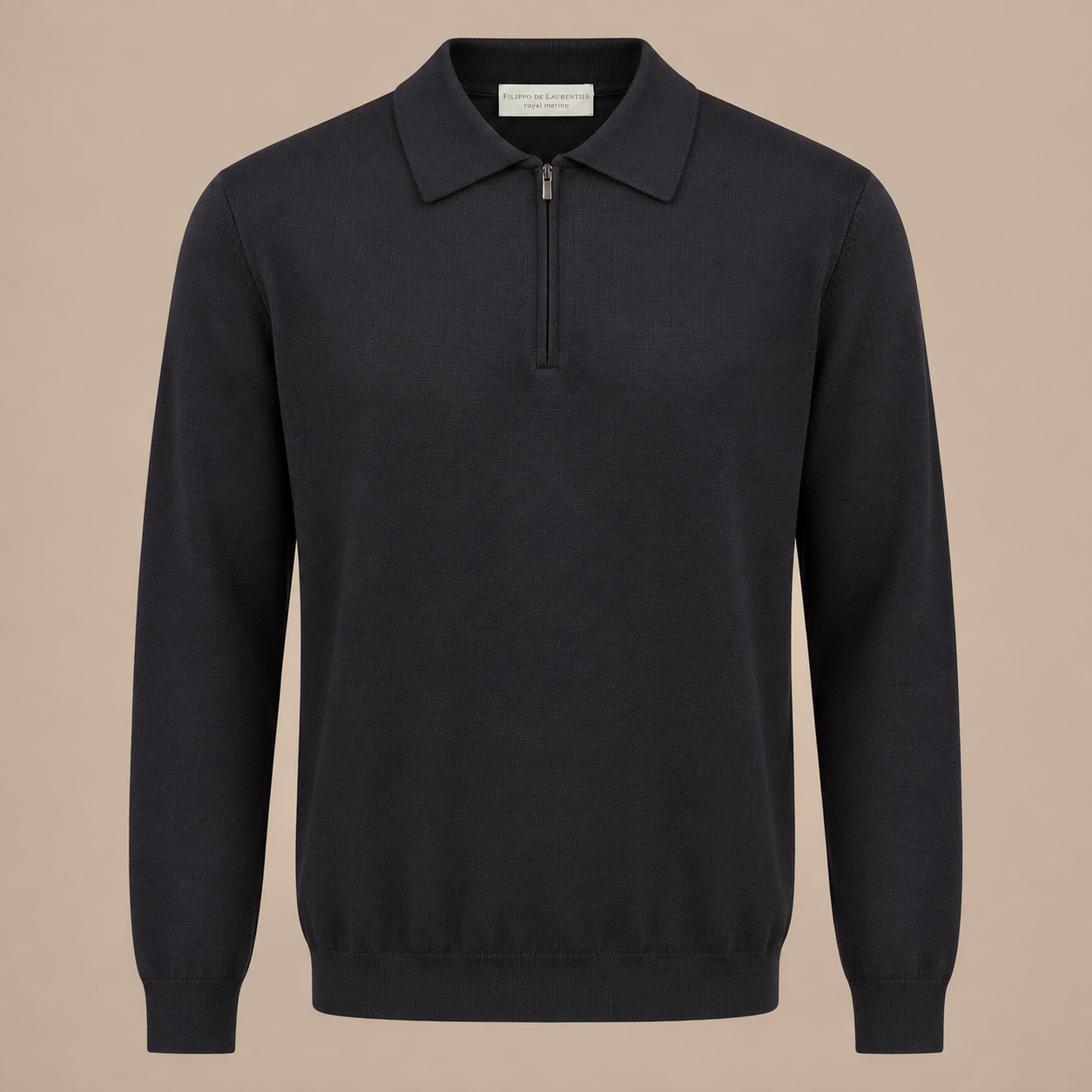 FILLIPPO DE LAURENTIIS Zip Knit Polo - Charcoal
