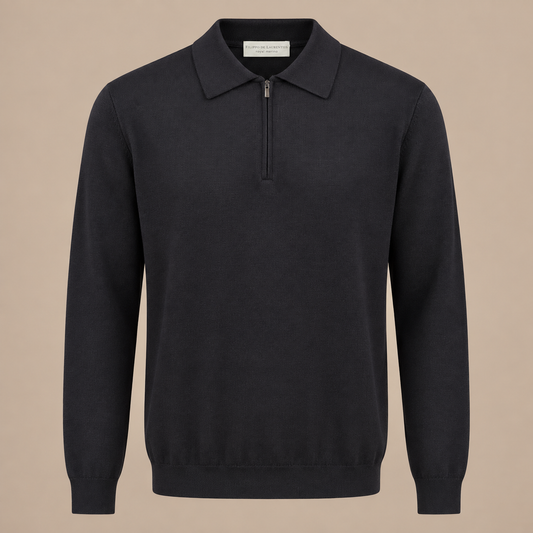 FILLIPPO DE LAURENTIIS Zip Knit Polo - Charcoal