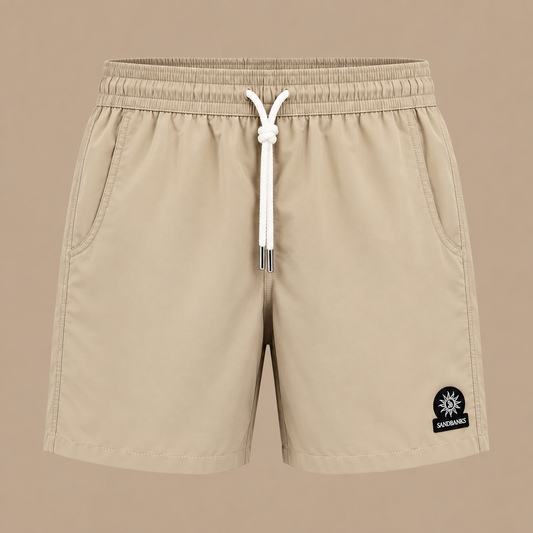 SANDBANKS Badge Logo Swim Shorts - Beige.