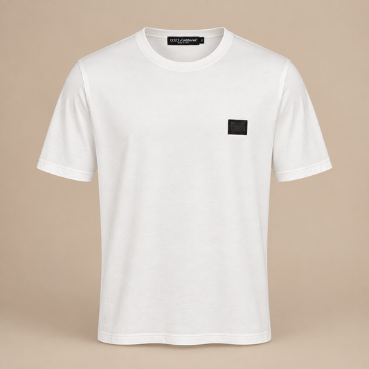DOLCE & GABANNA Plaque Tee - White / Black.