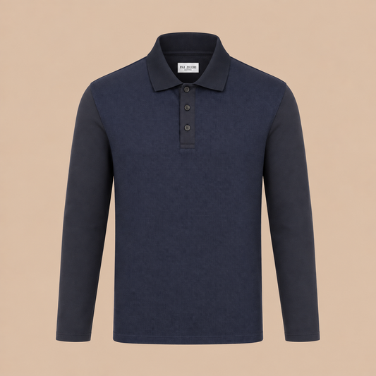 PAL ZILERI Long Sleeve Polo - Navy