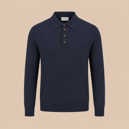 PAL ZILERI  Silk Knit Polo - Navy