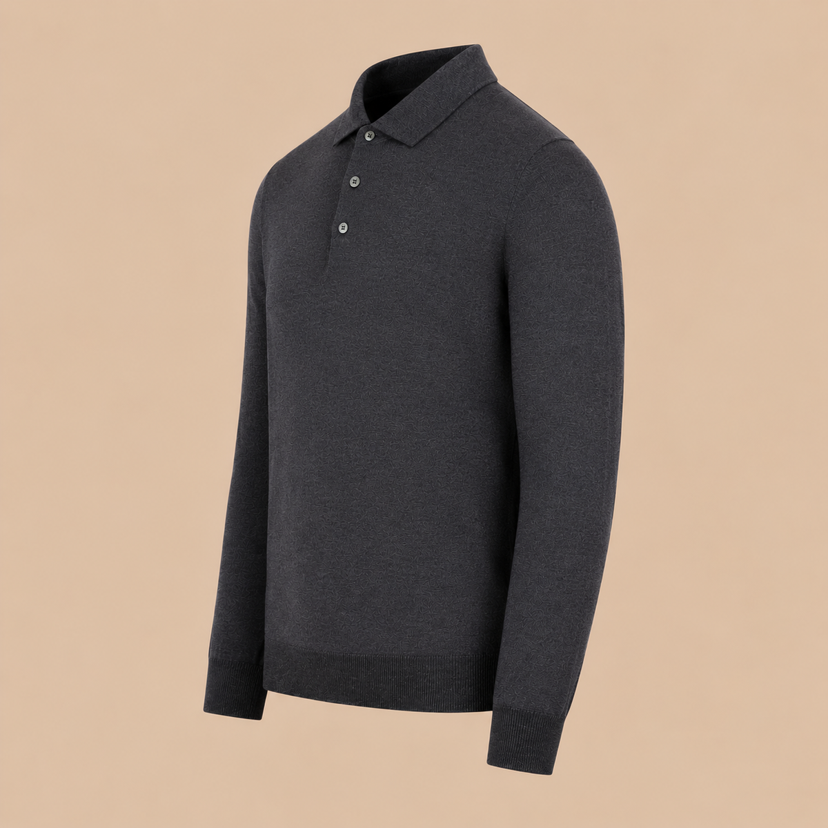 GRAN SASSO Button Knit Polo - Charcoal.
