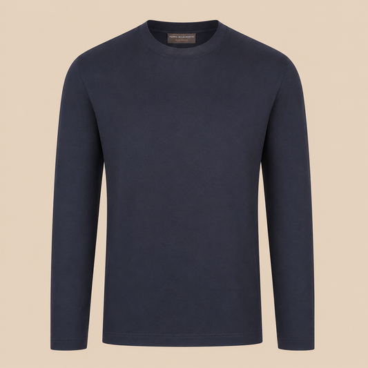 FILLIPPO DE LAURENTIIS Long Sleeve Wool Tee - Navy