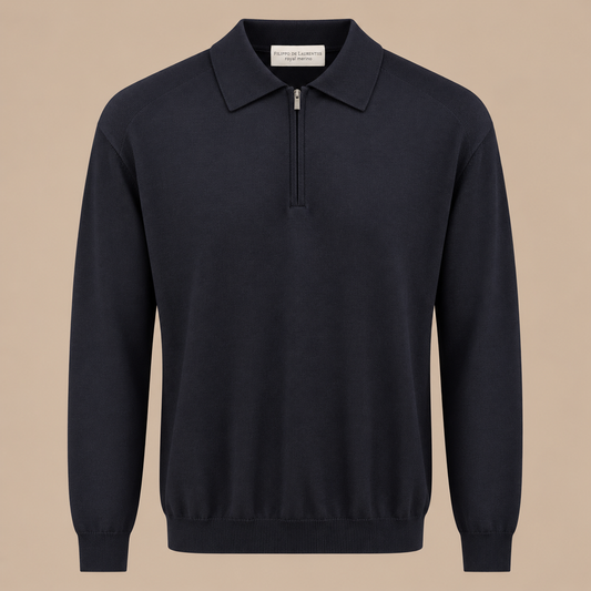 FILLIPPO DE LAURENTIS Zip Polo - Navy