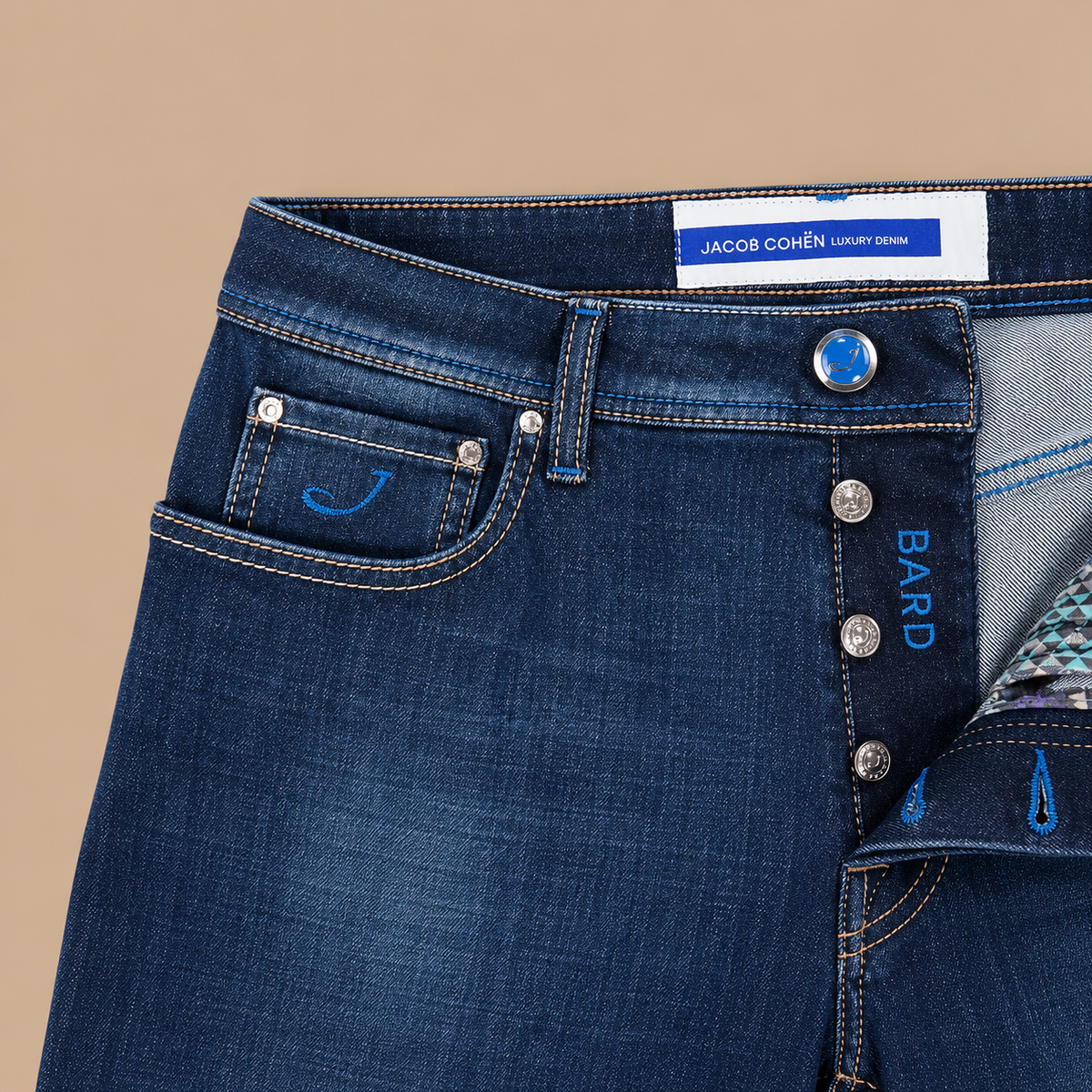 JACOB COHEN BARD  Horse Hair Badge 5 Pocket Jeans - Blue