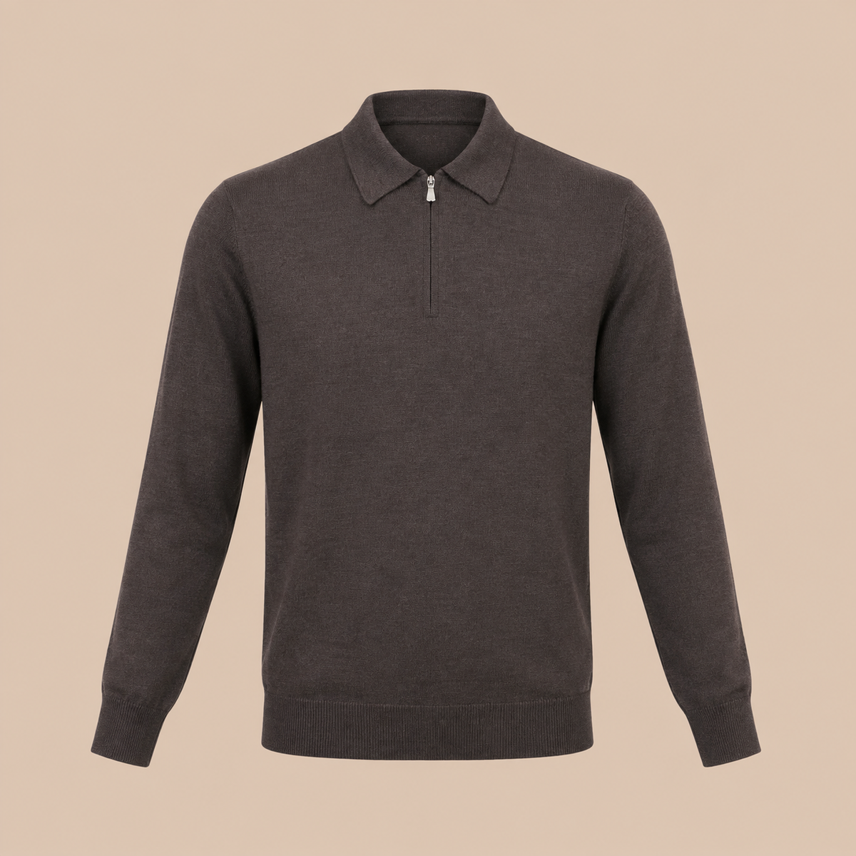 Gran Sasso Zip Merino Knitwear Polo- Brown