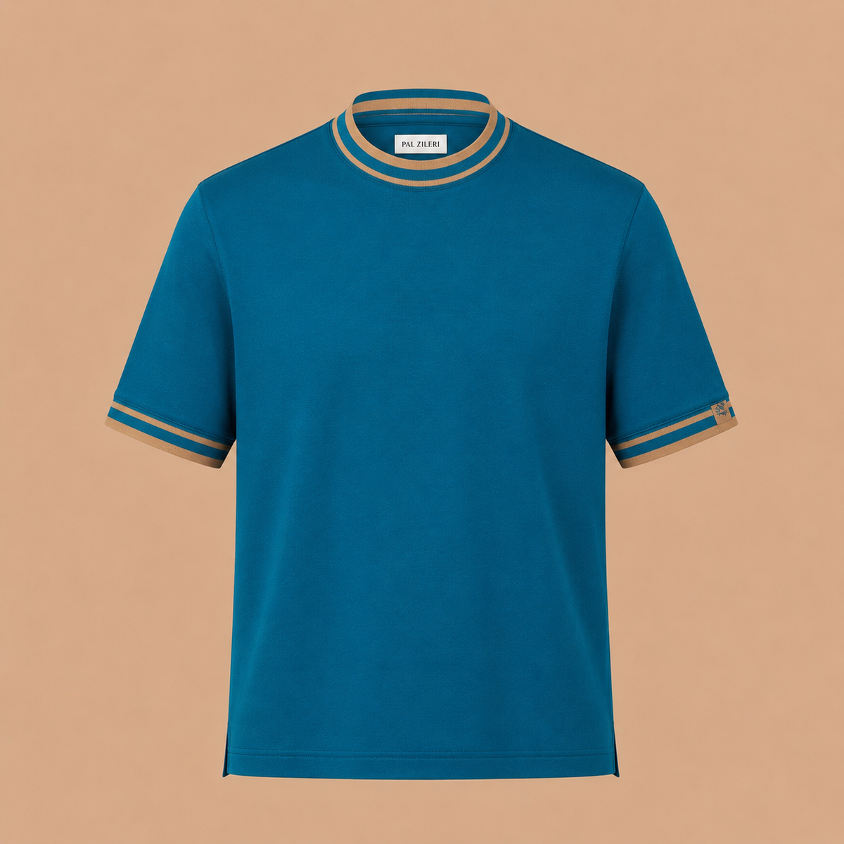PAL ZILERI Trim Detail Tee - Aqua / Beige