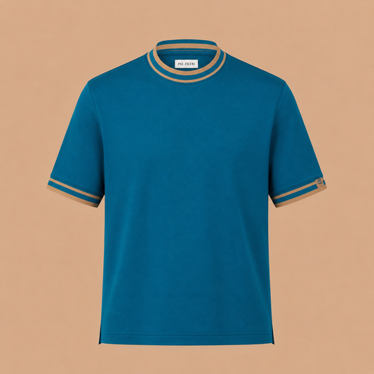 PAL ZILERI Trim Detail Tee - Aqua / Beige