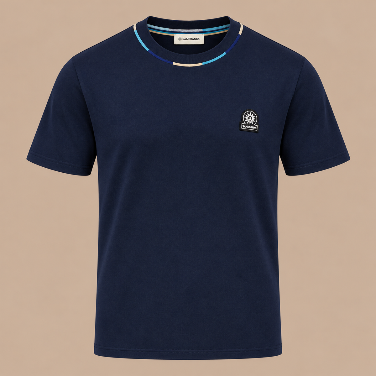 SANDBANKS Tri Colour Tee - Navy