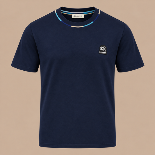 SANDBANKS Tri Colour Tee - Navy