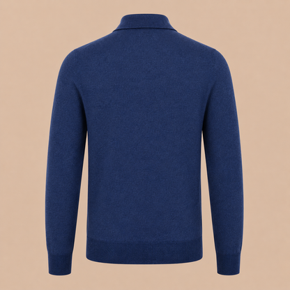 GRAN SASSO Zip Merino Knitwear Polo - Mid Blue