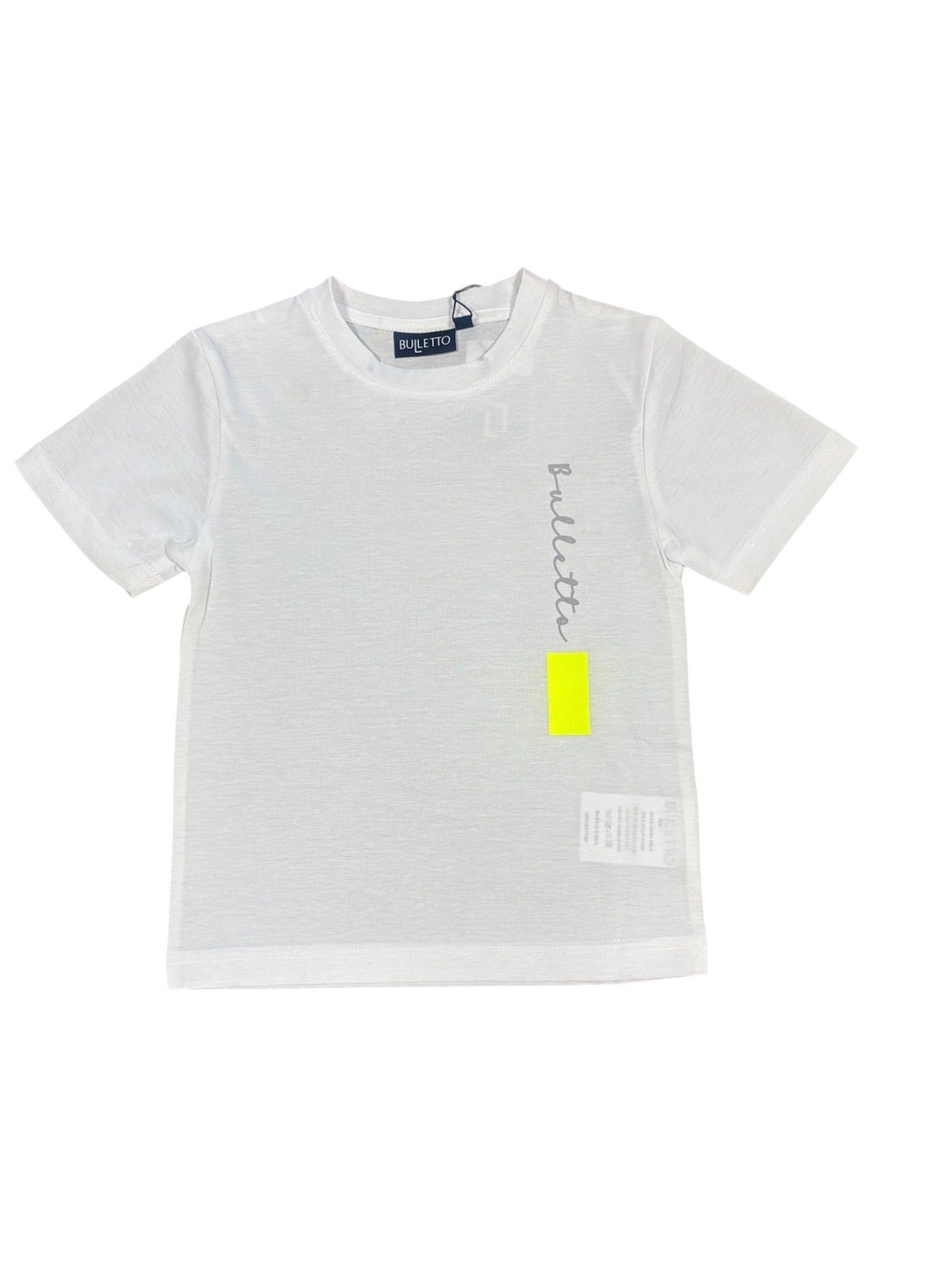 Bulletto  kids logo print tee white neon