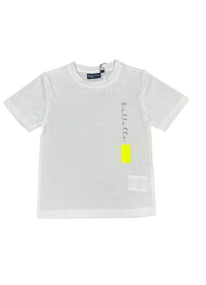 Bulletto  kids logo print tee white neon