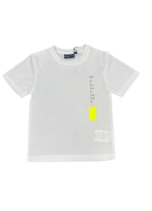 Bulletto  kids logo print tee white neon