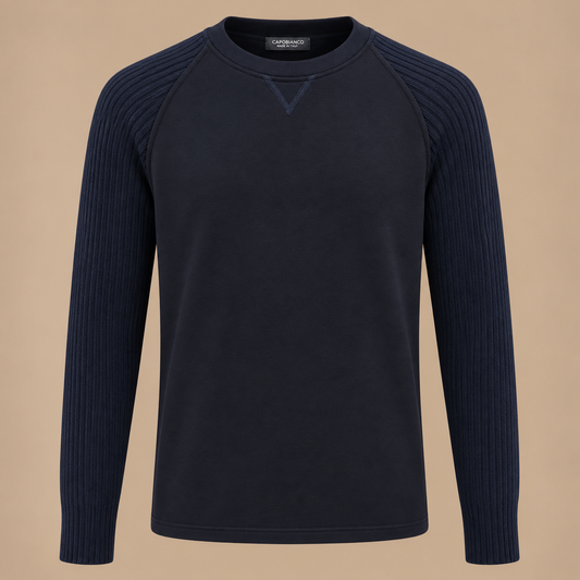 CAPOBIANCO Crew Knit Jumper Navy