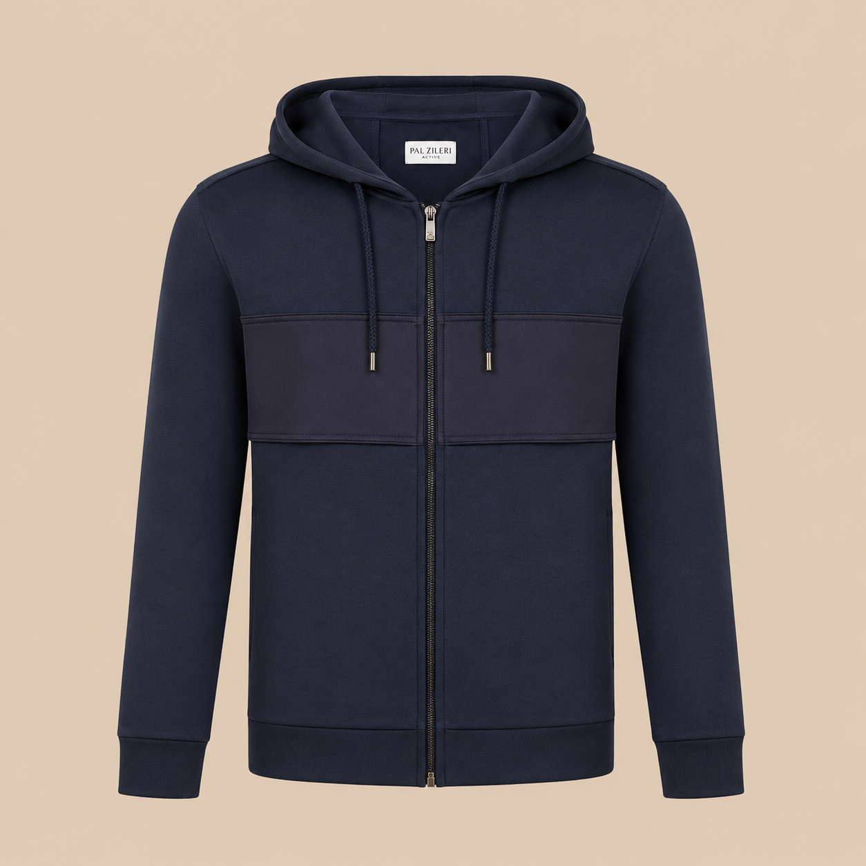 PAL ZILERI Jersey Tech Zip Hoodie - Navy