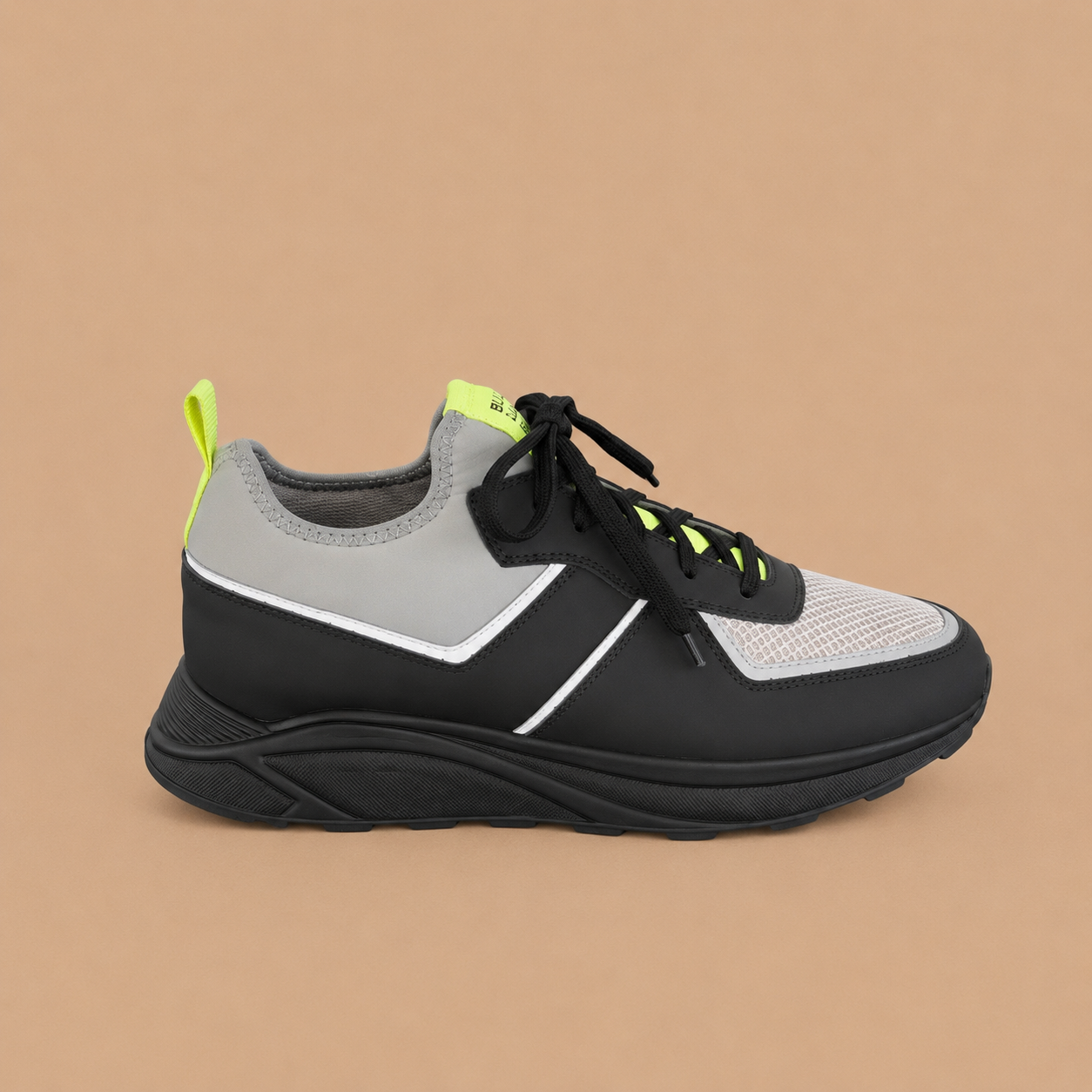 BULLETTO Black-Grey-Neon Hybrid Mesh Runner