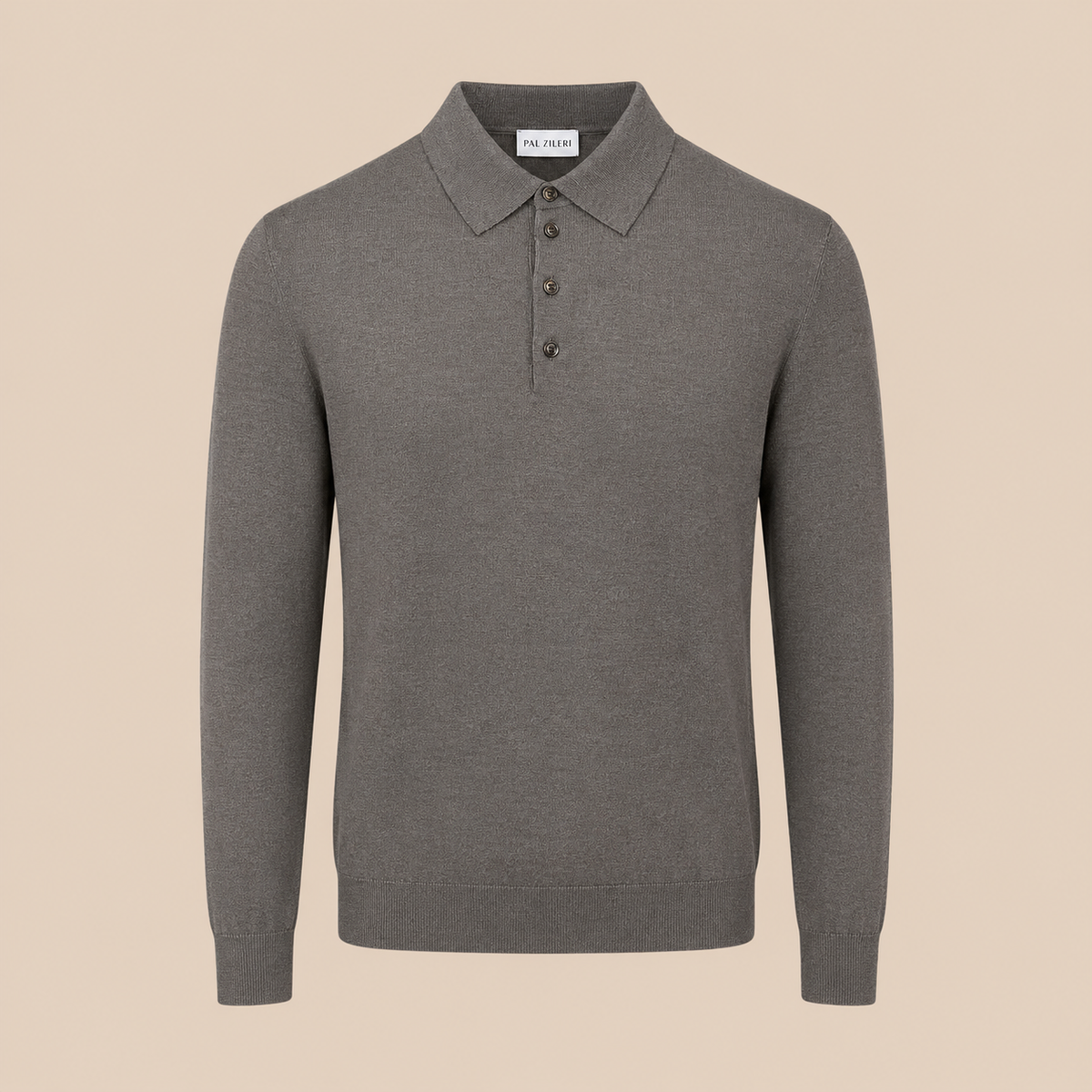 PAL ZILERI Silk Knit Polo -  Bronze