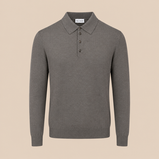 PAL ZILERI Silk Knit Polo -  Bronze
