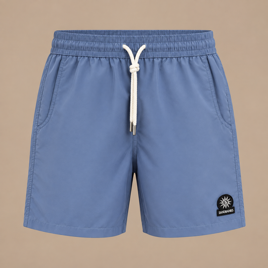 SANDBANKS Badge Logo Swim Shorts - Dusty Blue