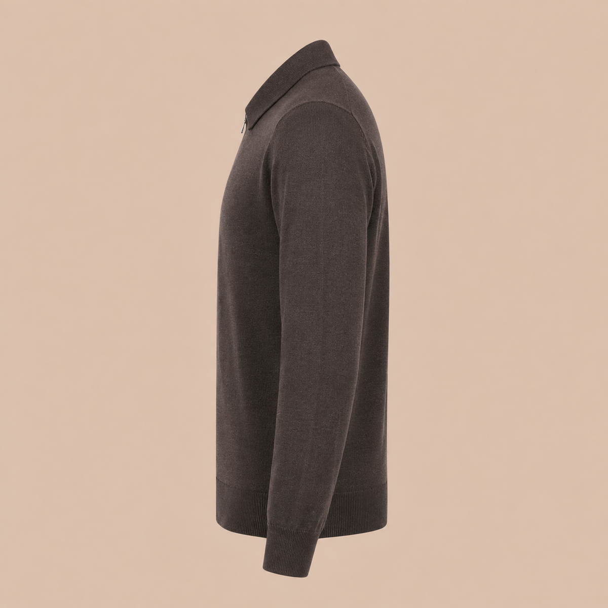 Gran Sasso Zip Merino Knitwear Polo- Brown