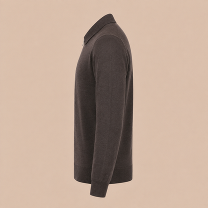 Gran Sasso Zip Merino Knitwear Polo- Brown