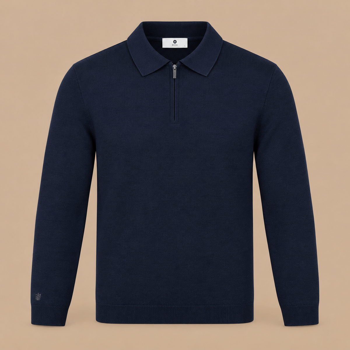 THOMAS MAINE Knit zip Polo - Navy.