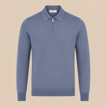 GRAN SASSO Zip Merino Knitwear Polo-Light Blue