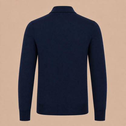 GRAN SASSO Zip Merino Knitwear Polo - Navy