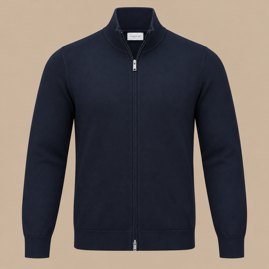 PROFUOMO ZIP KNIT CARDIGAN - BLACK