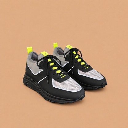 BULLETTO Black-Grey-Neon Hybrid Mesh Runner