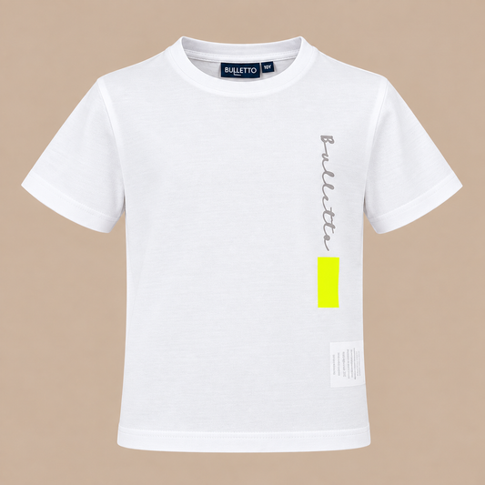 KIDS BULLETTO Logo Tee - White / Neon.