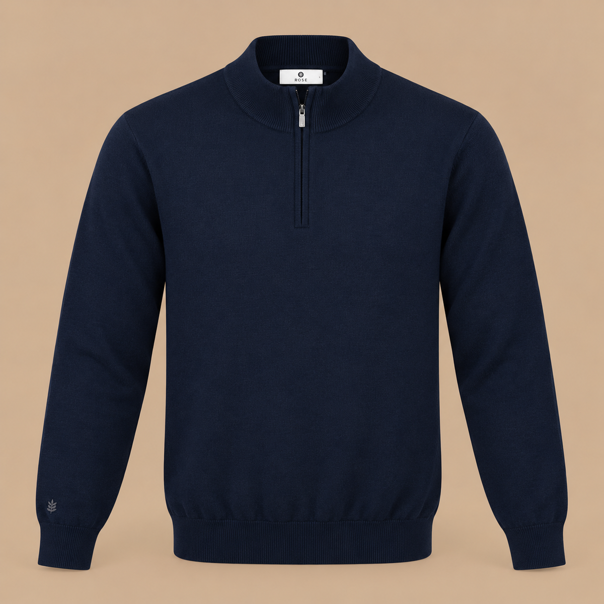 THOMAS MAINE Crew Neck 1/4 Zip Knit Navy.