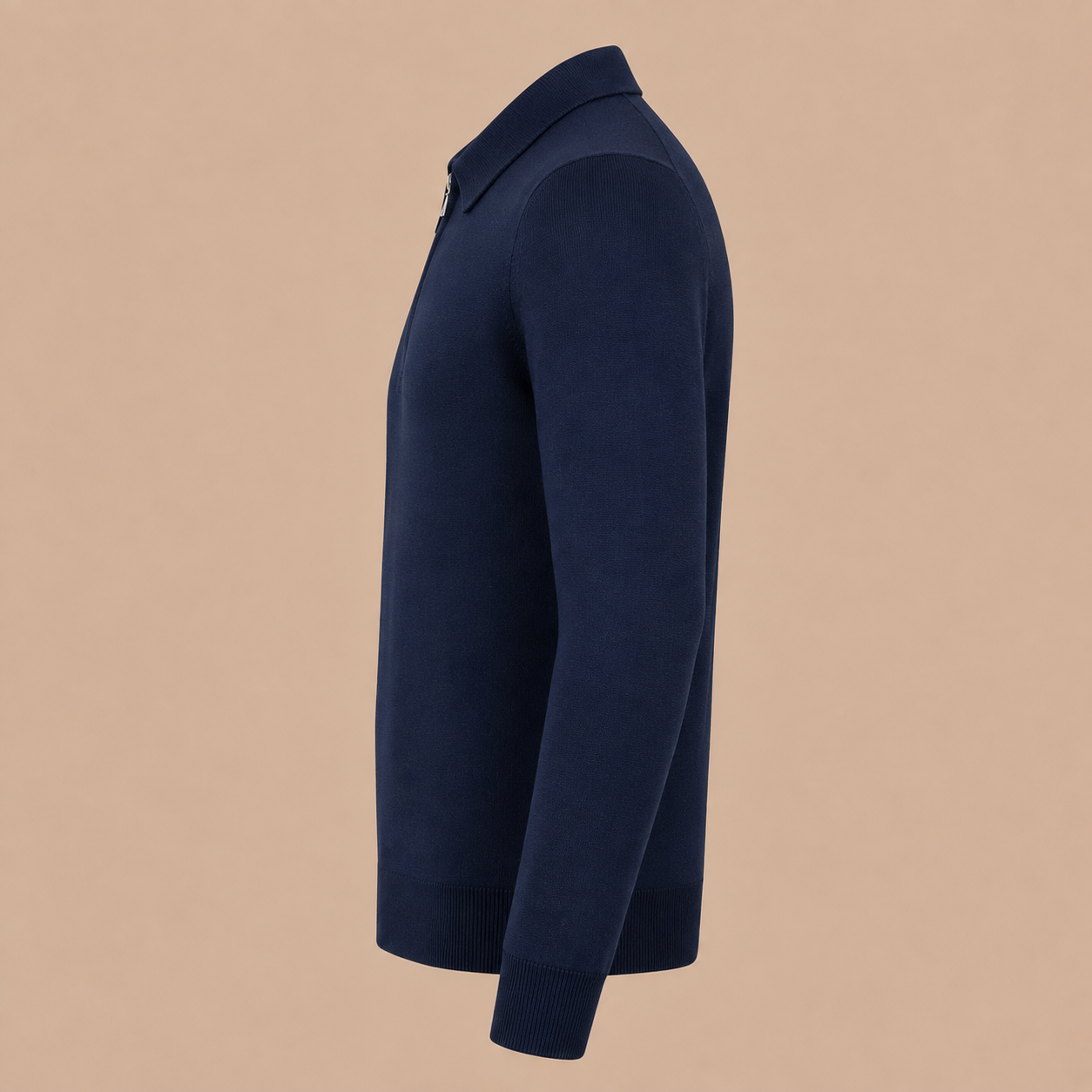 GRAN SASSO Zip Merino Knitwear Polo - Navy