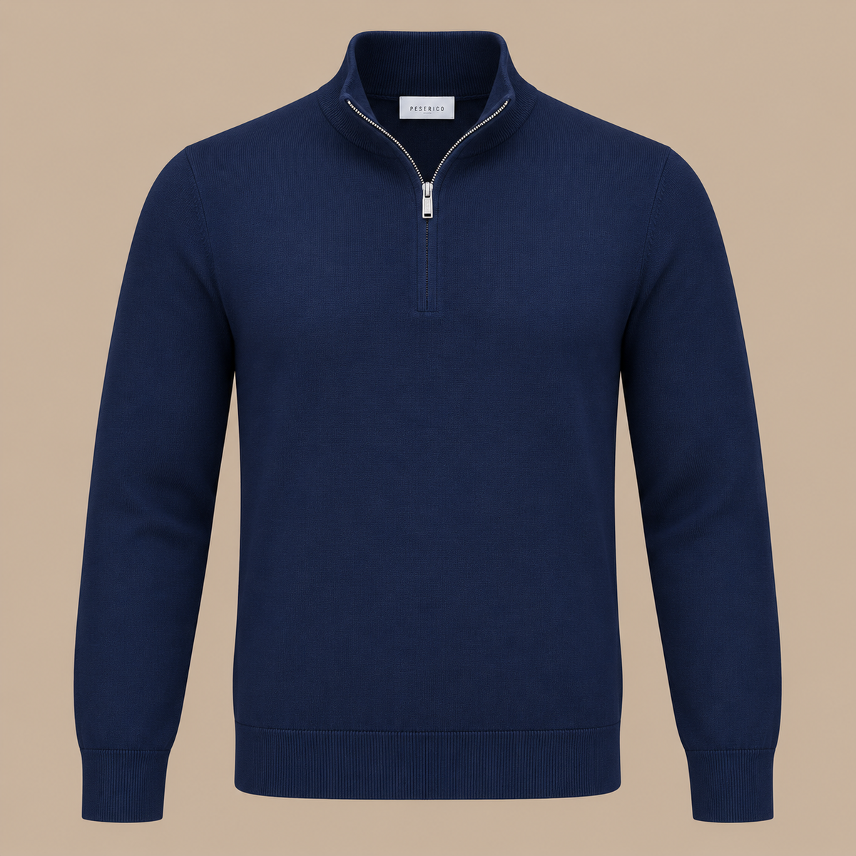 PROFUOMO 1/4 ZIP KNIT JUMPER -NAVY