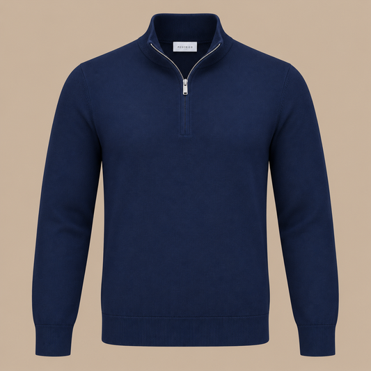 PROFUOMO 1/4 ZIP KNIT JUMPER -NAVY