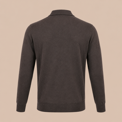 Gran Sasso Zip Merino Knitwear Polo- Brown